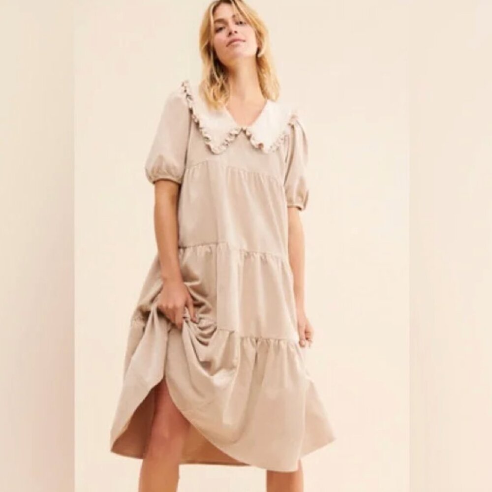 Cras Cord Midi Dress Size 36 with Jeweled Buttons